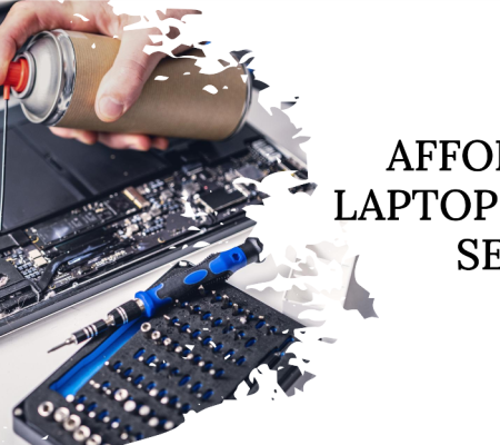 A technician examining a laptop motherboard for potential repairs.