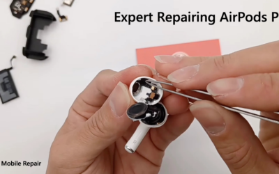 Expert technician repairing AirPods Pro at Milaaj Mobile Repair in Bur Dubai_mobilephonerepair.ae