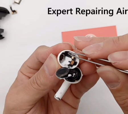 Expert technician repairing AirPods Pro at Milaaj Mobile Repair in Bur Dubai_mobilephonerepair.ae