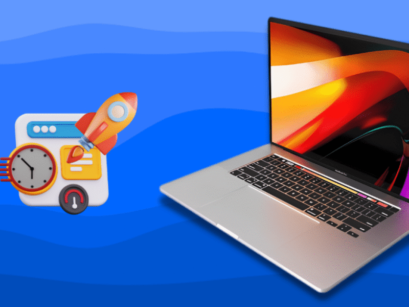 MacBook Pro on a desk being optimized for better performance.