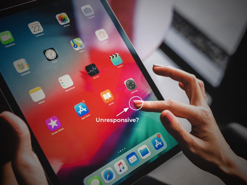 Technician fixing iPad touch screen not responding properly in Dubai