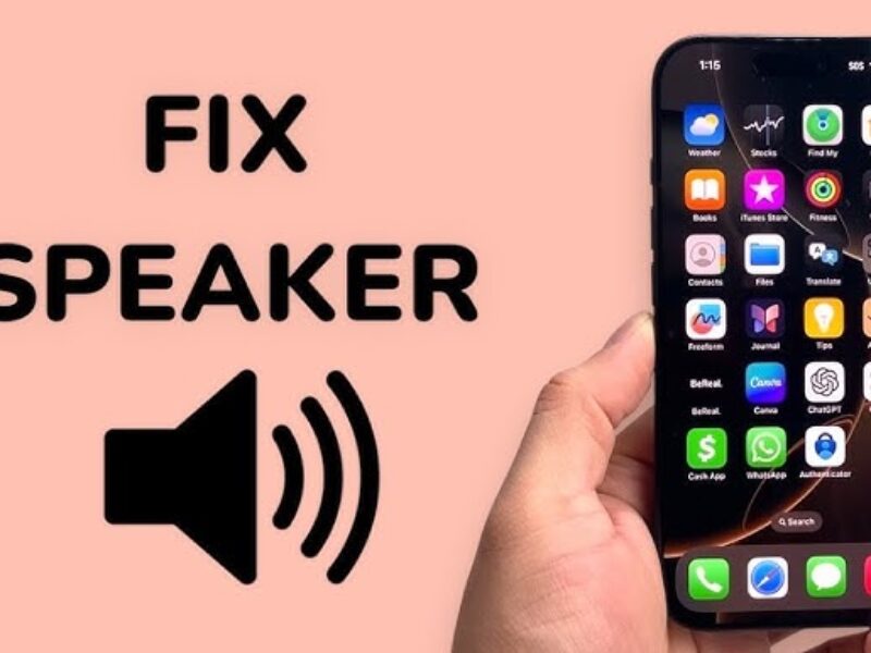 Technician fixing iPhone 15 speaker not working issue at a repair shop in Dubai.