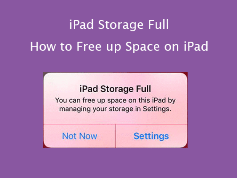 iPad storage full warning message.