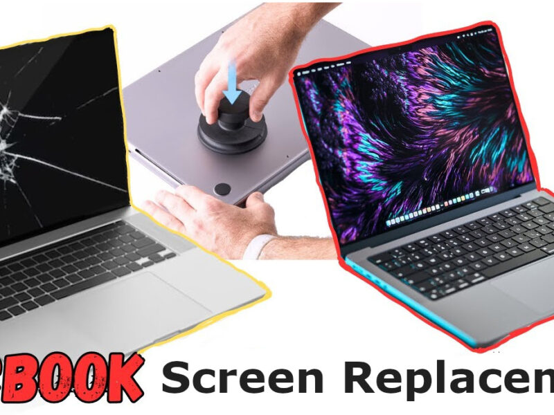 Certified technician replacing a Liquid Retina XDR display on a MacBook Pro M4 at Milaaj Dubai lab.