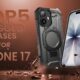A heavy-duty rugged case protecting an iPhone 17 Pro Max from a high drop.